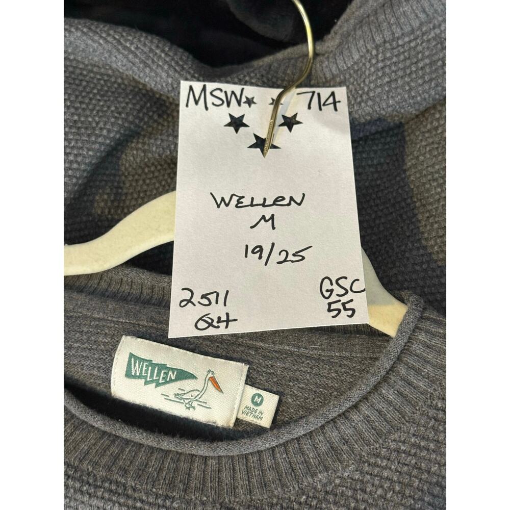 Wellen Sweater Men's Medium Gray Waffle Organic Cotton Cashmere Huckberry - Picture 3 of 6